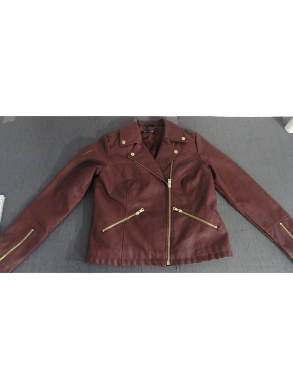 EUC BACCINI PETITE FAUX LEATHER FAUX FUR ZIP POCKETS MOTORCYCLE JACKET SMALL